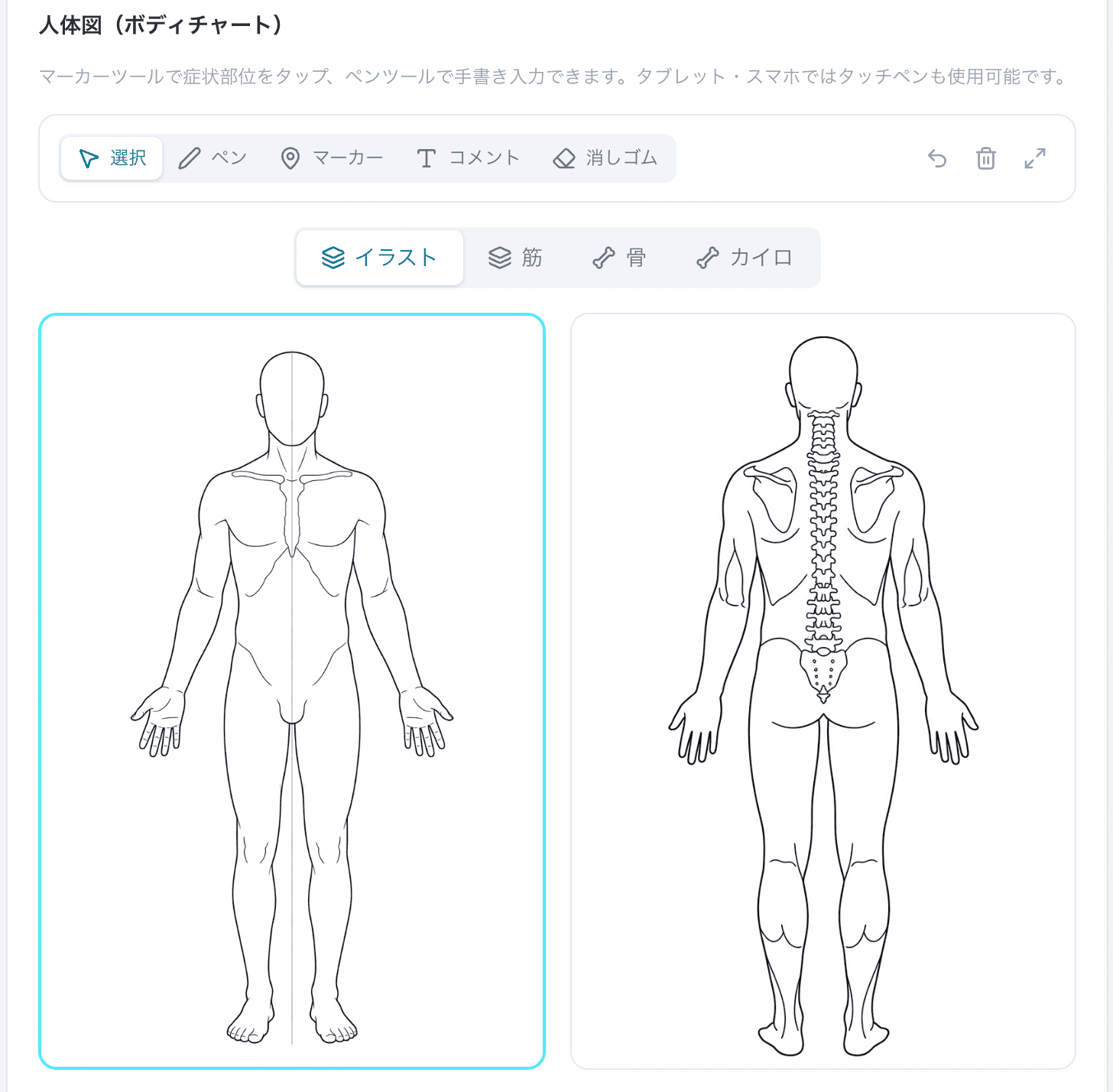CareBoard の人体図(ボディチャート)機能